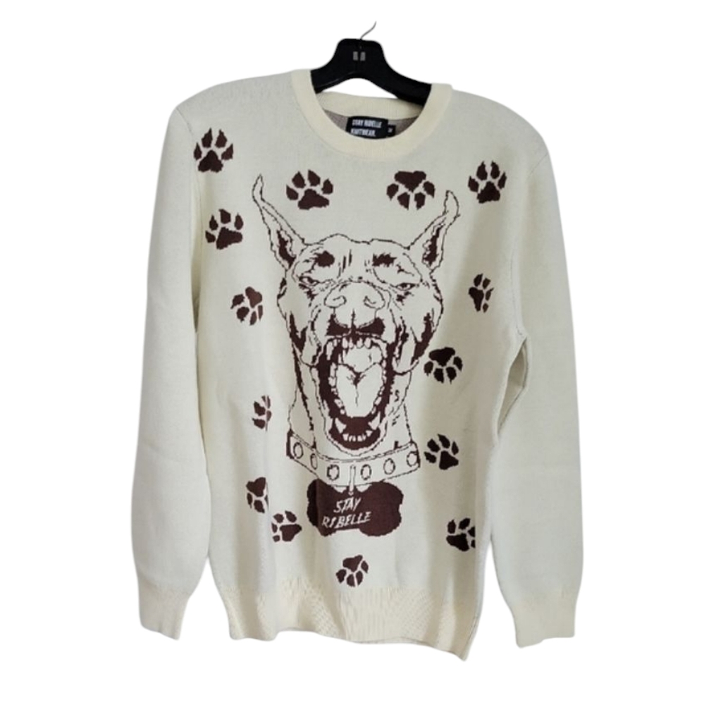 Stay Ribelle Knitwear Dog Paws Crewneck Sweater Size M